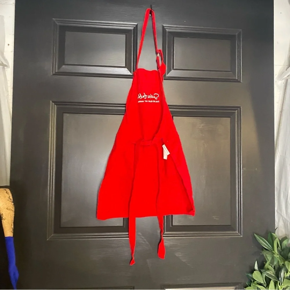 Sur La Table Kids Red & White Embroidered Cooking Apron With Pocket